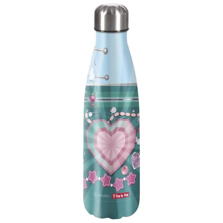XANADOO Bottiglia per bambini Glitter Heart Hazle (0.5 l, Multicolore)