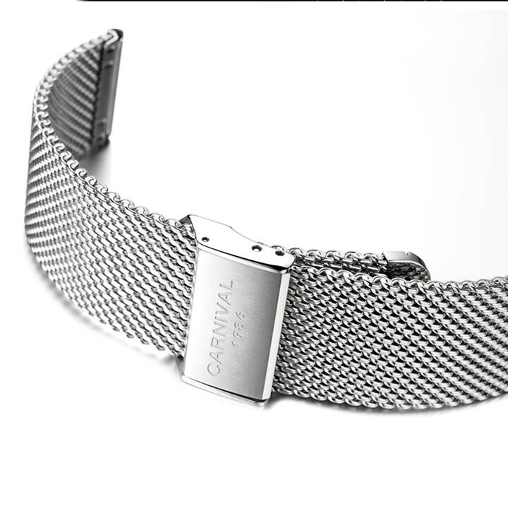 EG Montre mécanique automatique avec bracelet en cuir pour homme