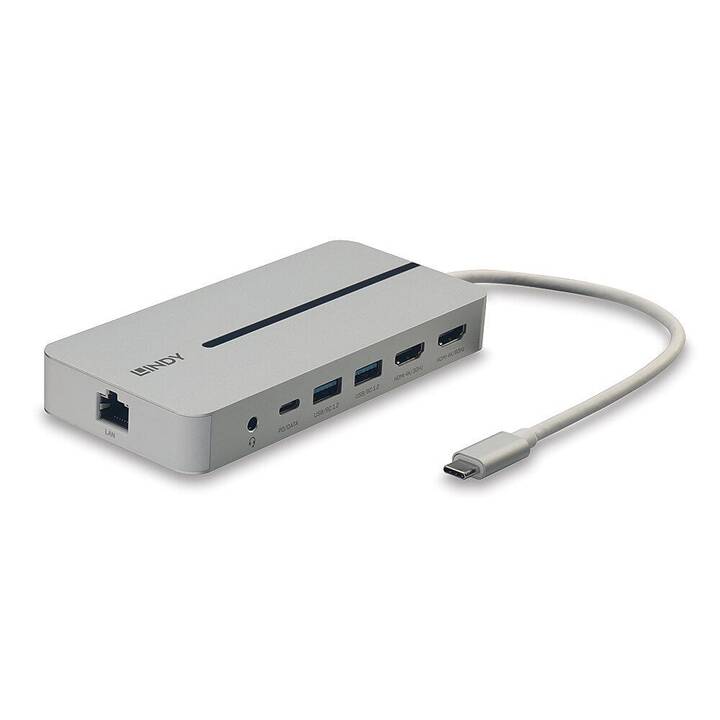LINDY Dockingstation (2 x HDMI, 2 x USB 3.2 Gen 1 Typ-A, RJ-45 (LAN), USB 3.2 Typ-C)