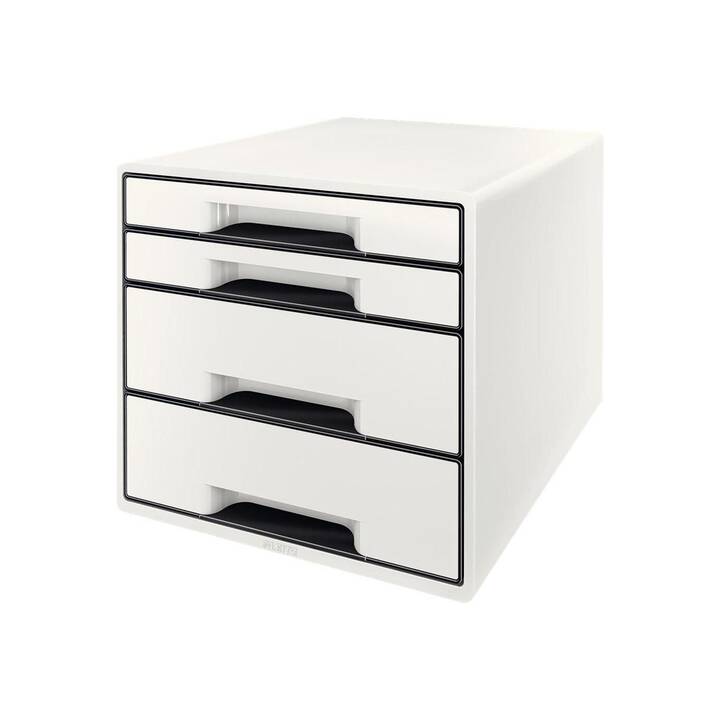 LEITZ Büroschubladenbox WOW Cube (A4+, 28.7 cm  x 27 cm  x 36 cm, Weiss, Schwarz)