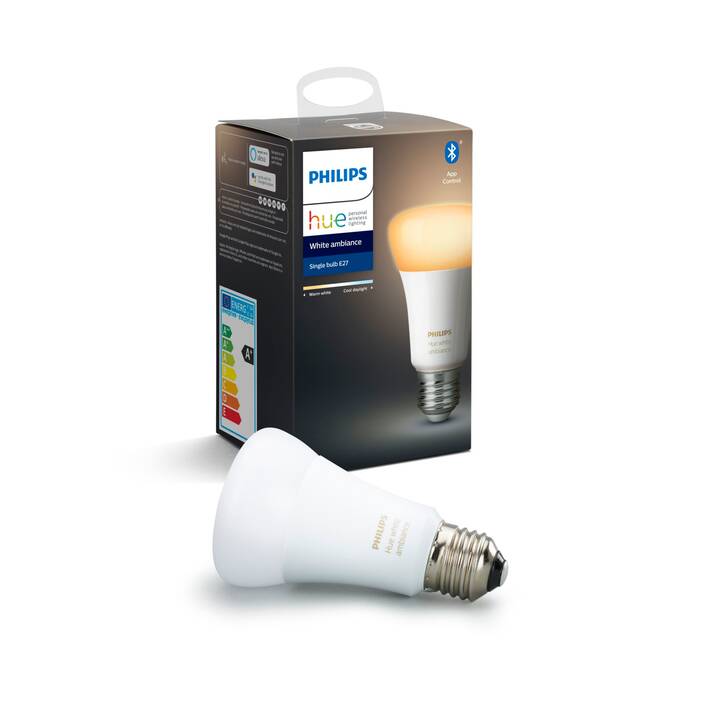 PHILIPS HUE LED Birne HUE White ambiance BT (E27, Bluetooth, 8.5 W)
