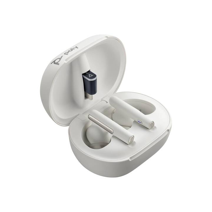 HP Office Headset Poly Voyager Free 60+ (Earbud, Kabellos, Weiss)