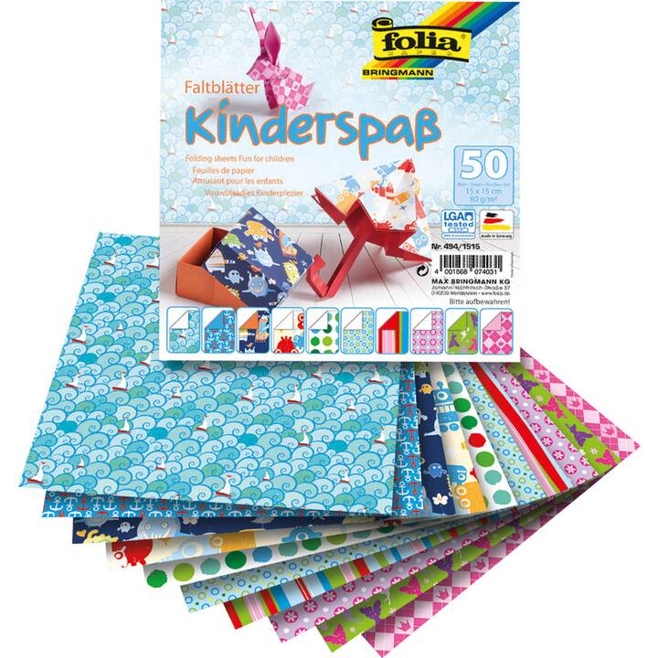 FOLIA Pliage du papier Kids (Multicolore, 50 pièce)