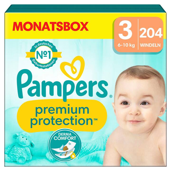 PAMPERS Premium Protection 3 (Monatsbox, 204 Stück)