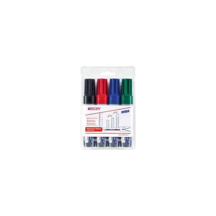 EDDING Marqueur pour tableaux blancs 365 (Bleu, Noir, Rouge, Vert, 4 pièce)