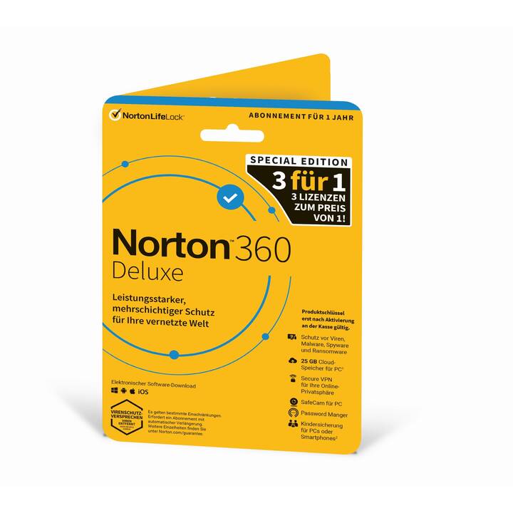 NORTON 360 Deluxe 3for1 (Abbonamento, 3x, 1 anno, Tedesco)