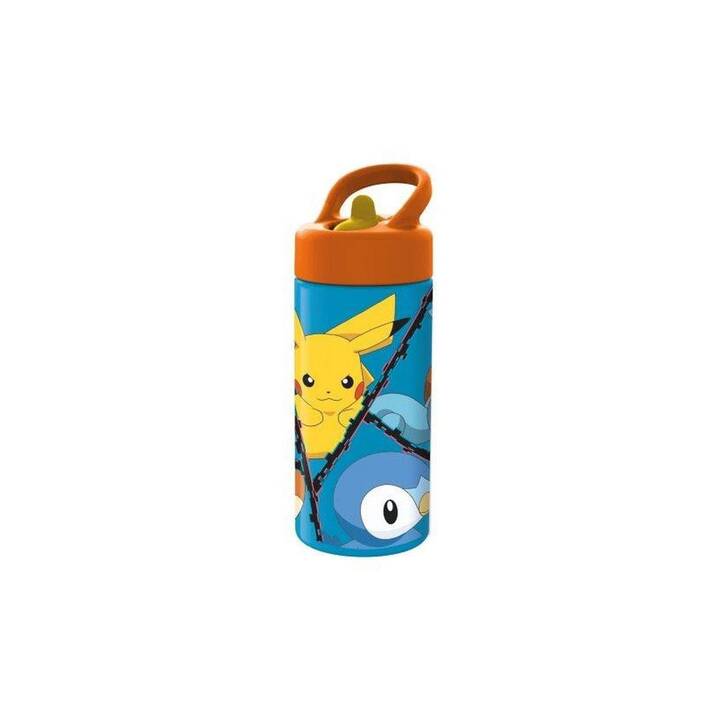 SOMBO Bottiglia per bambini Pokemon (0.41 l, Giallo, Blu chiaro, Nero, Verde, Rosso)