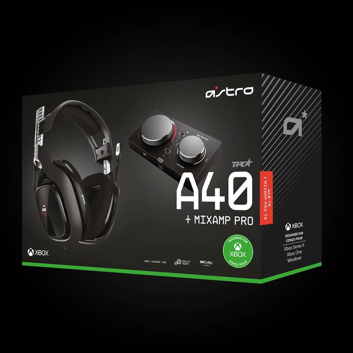 LOGITECH A40 TR Headset + MixAmp Pro TR (Over-Ear, Rosso, Argento, Nero)