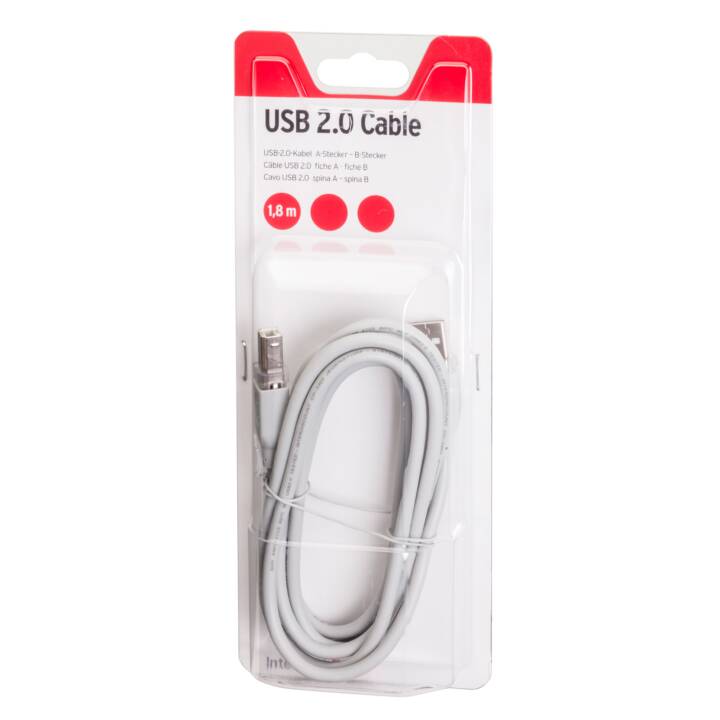INTERTRONIC Câble USB (USB 2.0 de type A, USB 2.0 de type B, 1.8 m)