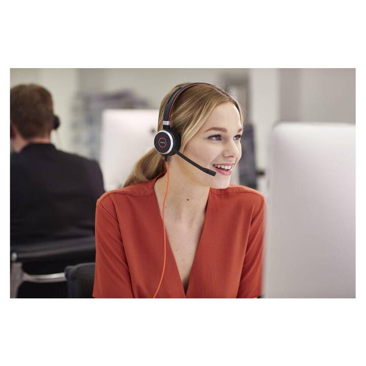 JABRA Office Headset Evolve 40 Duo MS (On-Ear, Kabel, Schwarz, Grau)