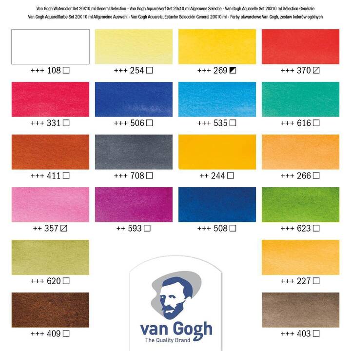 VAN GOGH Peinture aquarelle Set Set (20 x 200 ml, Multicolore)