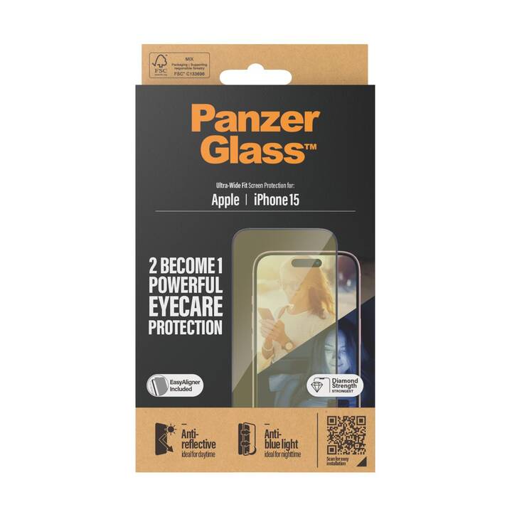 PANZERGLASS Displayschutzglas (iPhone 15, 1 Stück)