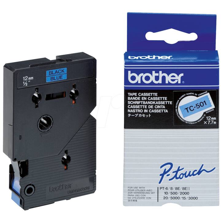 BROTHER TC-501 Ruban d'écriture (Noir / Bleu, 12 mm)