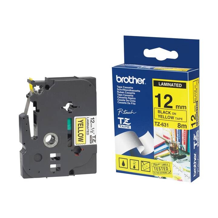 BROTHER P-Touch Schriftband (Schwarz / Transparent, 12 mm)