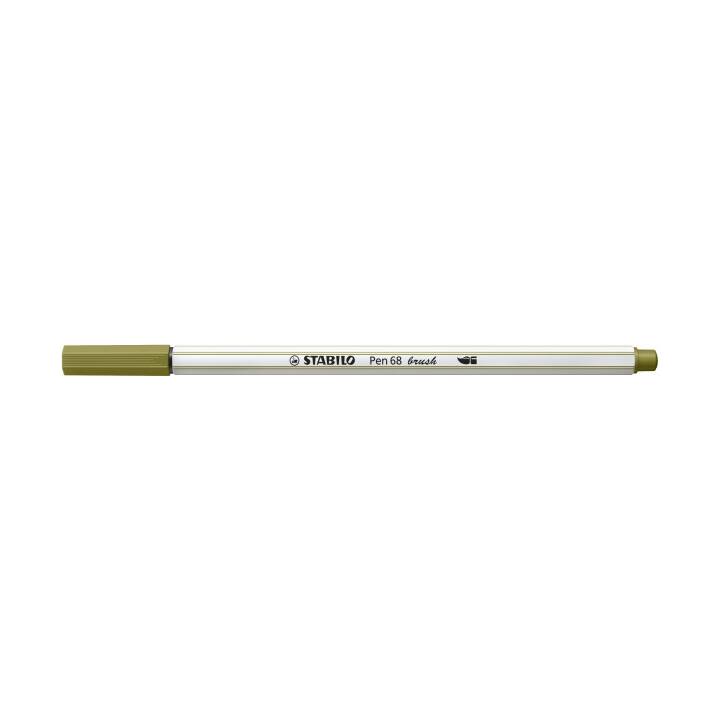 STABILO Pen 68 Brush Filzstift (Schlammgrün, 1 Stück)