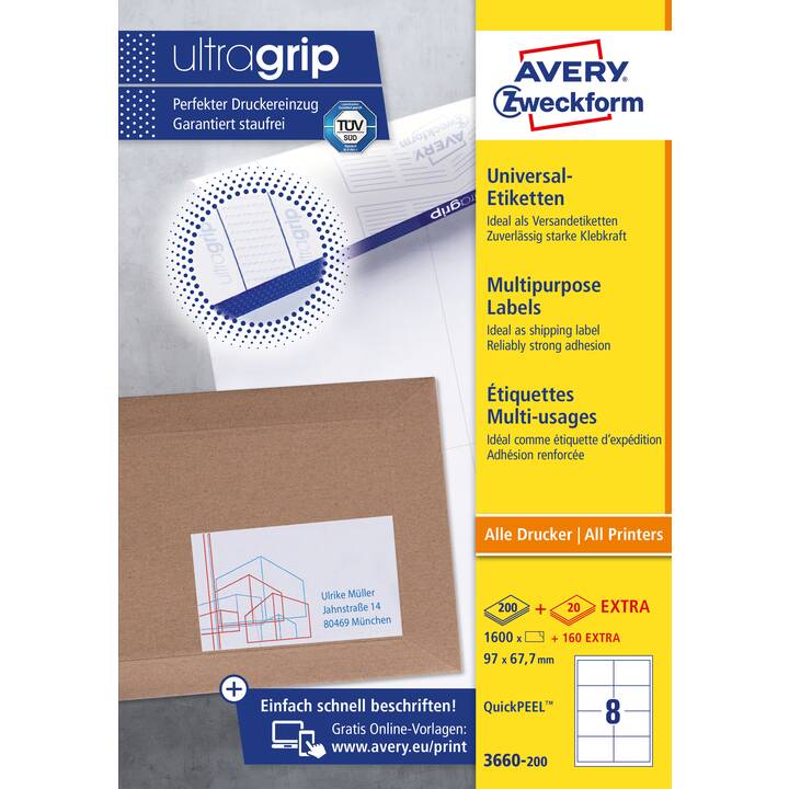 AVERY ZWECKFORM 3660-200 ultragrip (97 x 67.7 mm)