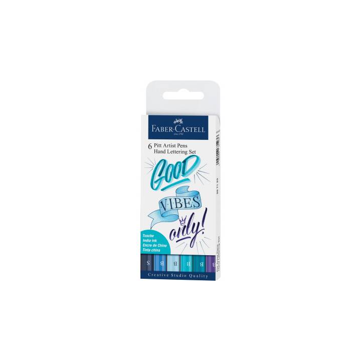 FABER-CASTELL Good Vibes Only Traceur fin (Bleu, 6 pièce)