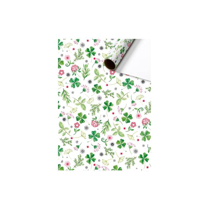 STEWO Geschenkpapier (Grün, Pink, Weiss, Blumen, Blätter)