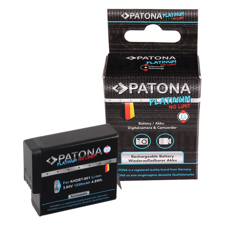 PATONA GoPro Hero 8/7/6/5 Platinum Kamera-Akku (Lithium-Ionen, 1250 mAh)