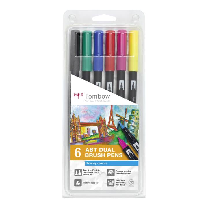 TOMBOW Crayon feutre (Pink, Jaune, Bleu, Vert, Noir, Rouge, 6 pièce)