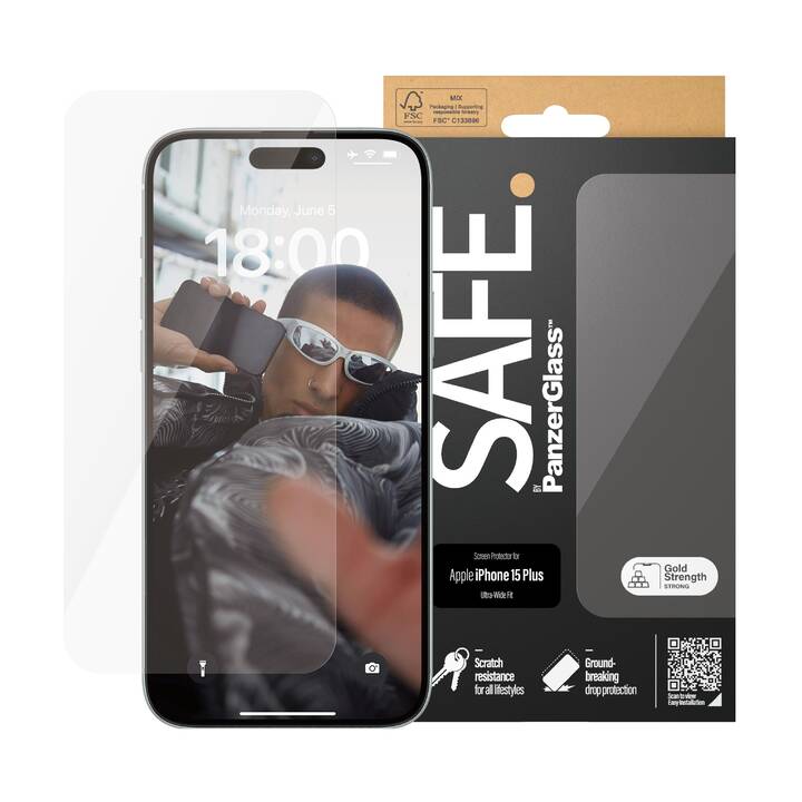SAFE. Verre de protection d'écran Ultra Wide Fit (iPhone 15 Plus, 1 pièce)
