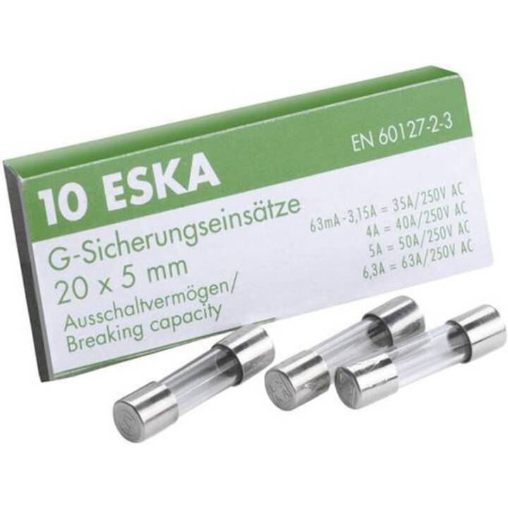 ELEKTROMATERIAL Feinschmelzsicherung ESKA FST Sand (5x20, 10 A, 10 Stück)