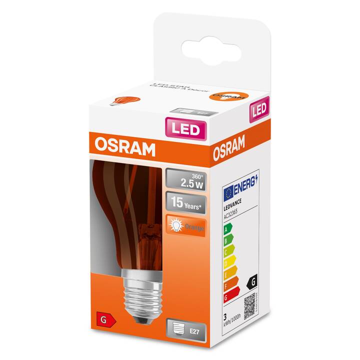 LEDVANCE Ampoule LED Star Décor Orange (E27, 2.5 W)