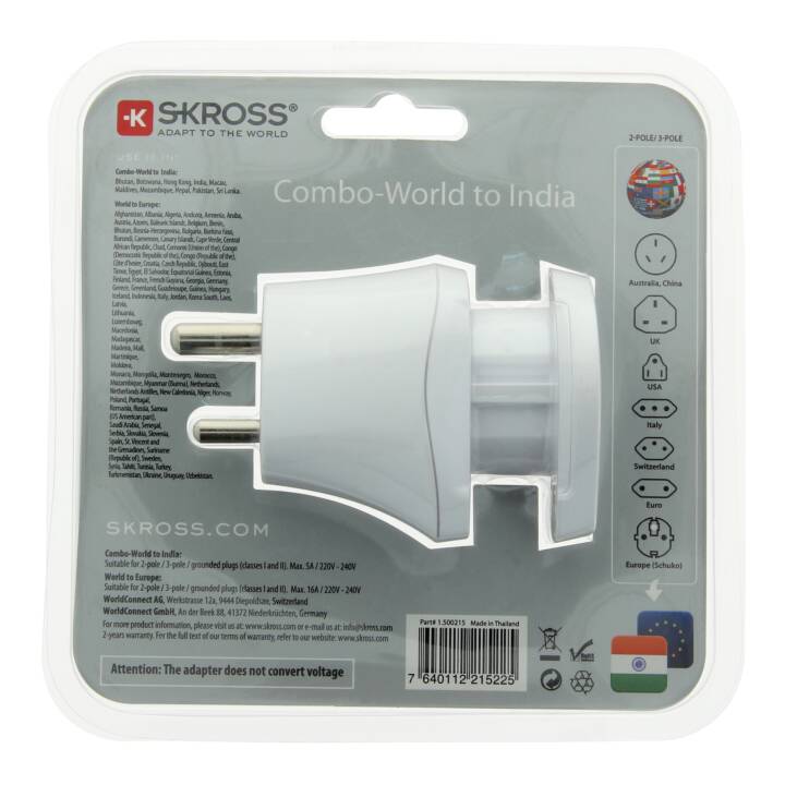 SKROSS Reiseadapter Combo World to India