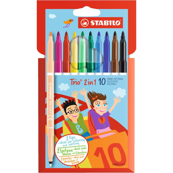 STABILO 2 in 1 Filzstift (Mehrfarbig, 10 Stück)