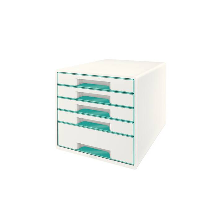 LEITZ Cassettiera da scrivania WOW Cube (A4+, 28.7 cm  x 27 cm  x 36.3 cm, Blu, Bianco)