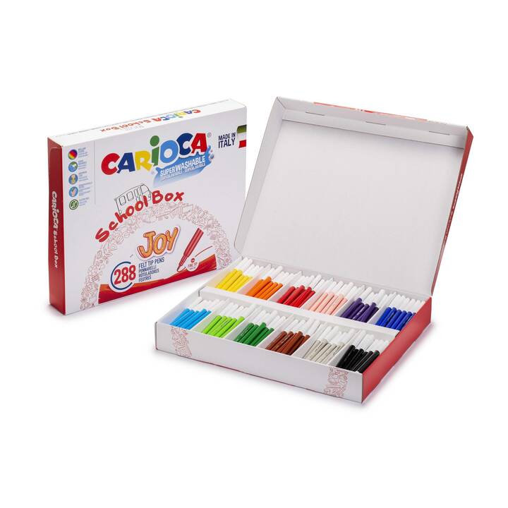 CARIOCA Schoolbox Joy Filzstift (Hellgrün, Gelb, Orange, Grau, Hellblau, Schwarz, Blau, Braun, Rot, Pink, 288 Stück)