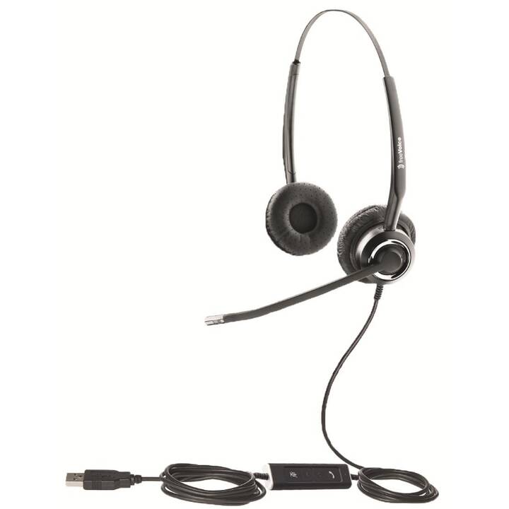 FREEVOICE Office Headset SoundPro 412 Duo (On-Ear, Kabel, Schwarz)