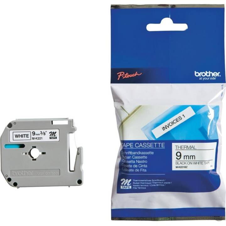 BROTHER M-K221 Nastro delle scritture (Nero / Bianco, 9 mm)