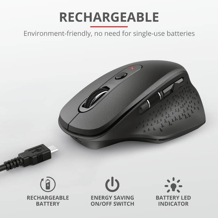 TRUST Ozaa Rechargeable Maus (Kabellos, Office)