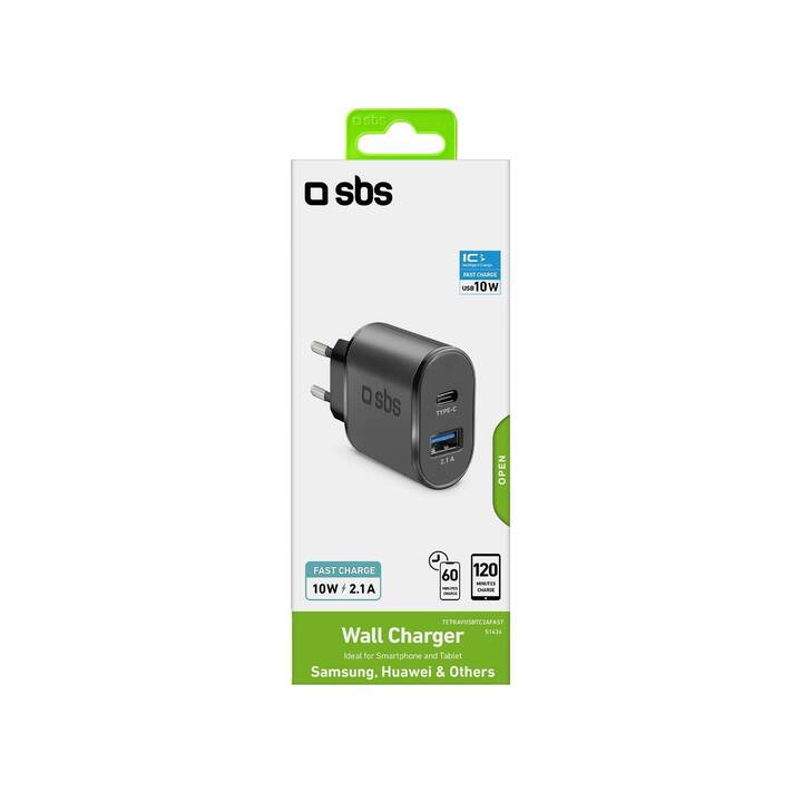 SBS Caricabatteria da parete (USB-A, USB-C)