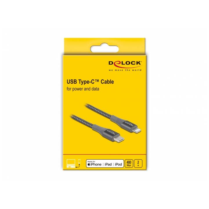 DELOCK USB-Kabel (USB 2.0 Typ-A, Lightning, 2 m)