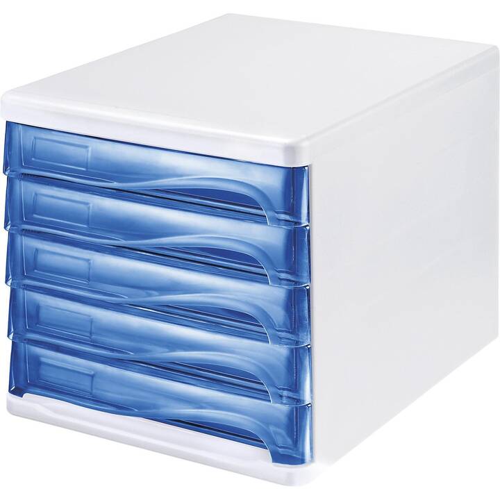 HELIT Boite à tiroirs de bureau (A4, 26.2 cm  x 33 cm  x 21.2 cm, Bleu)