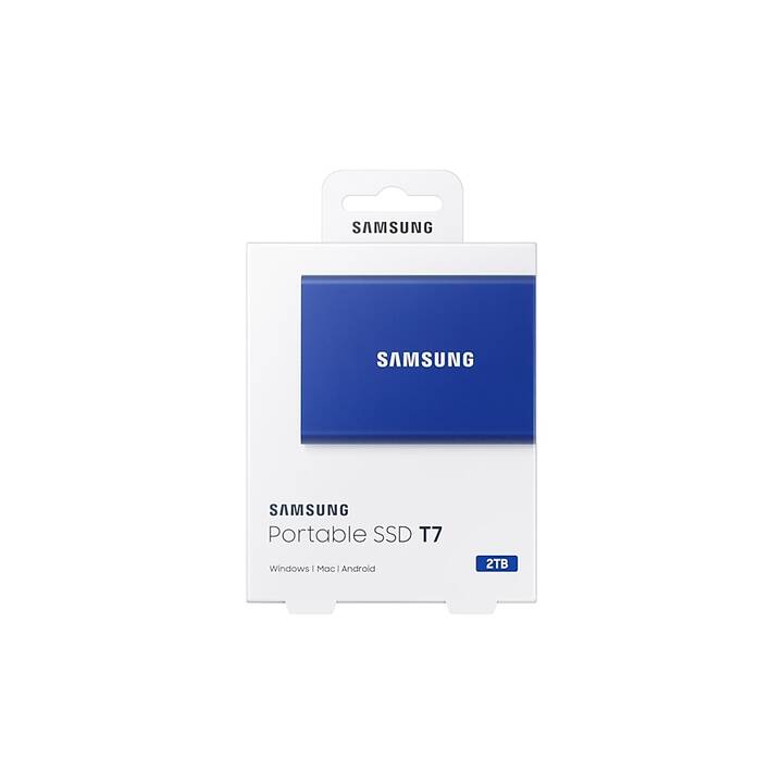 SAMSUNG Portable SSD T7 (USB Typ C, 2000 GB, Indigo Blue, Blau)