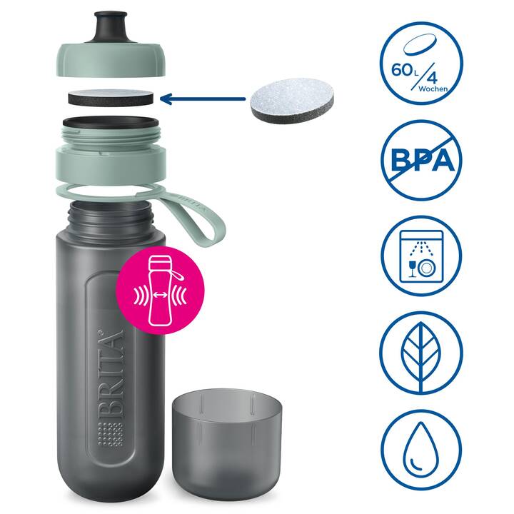 BRITA Wasserfilter-Flasche Active (0.6 l, Dunkelgrün)