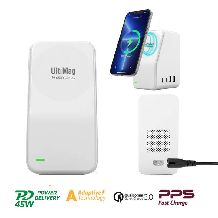 4SMARTS UltiMag Desktower 5-in-1 Station de recharge (USB-A, USB-C)