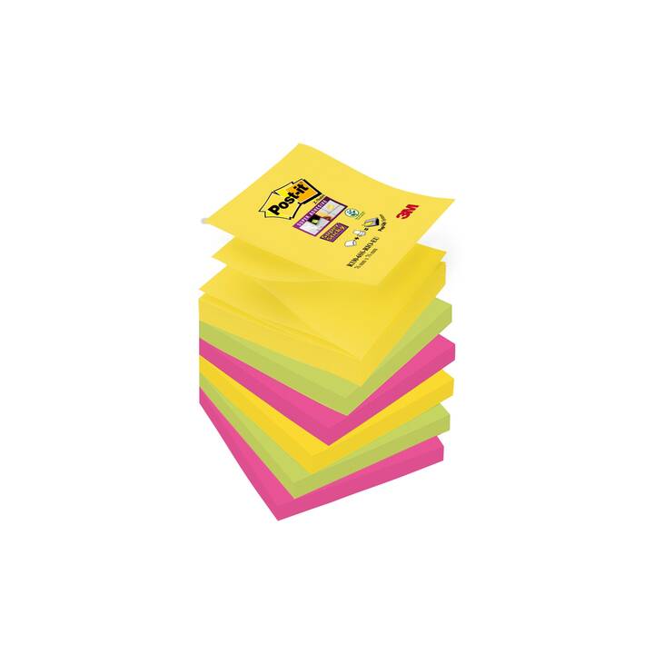 POST-IT Notes autocollantes Z-Notes (6 x 90 feuille, Jaune, Vert, Bleu, Pink)