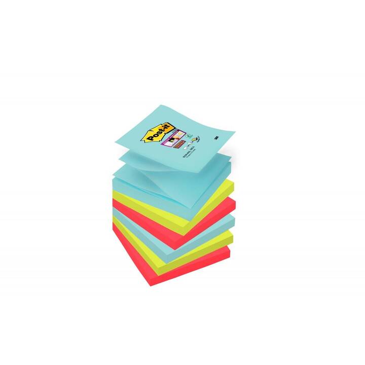 POST-IT Notes autocollantes Miami (6 x 90 feuille, Vert, Bleu, Rouge)