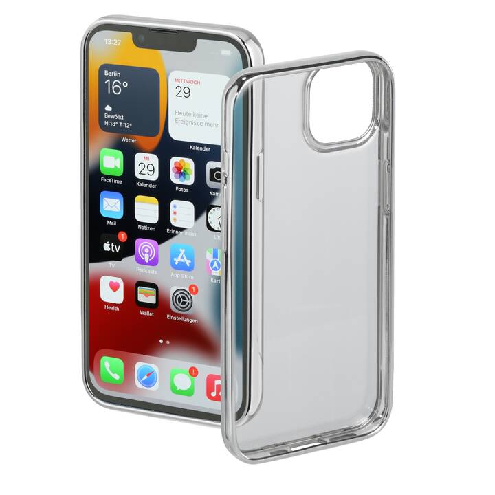 HAMA Backcover Clear&Chrome (iPhone 13, Argent, Transparent)