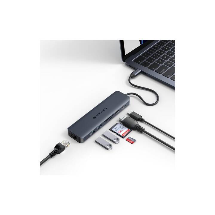 HYPER Dockingstation HyperDrive EcoSmart 7-in-1 (HDMI, RJ-45 (LAN), 2 x USB 3.1 Gen 2 Typ-A)