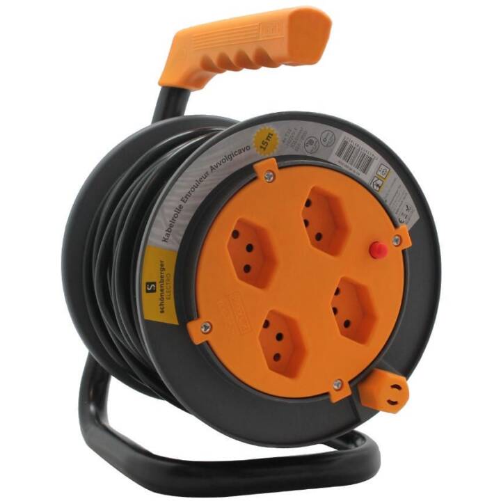 SCHÖNENBERGER Enrouleur de câble (15000 mm, Orange, Noir)