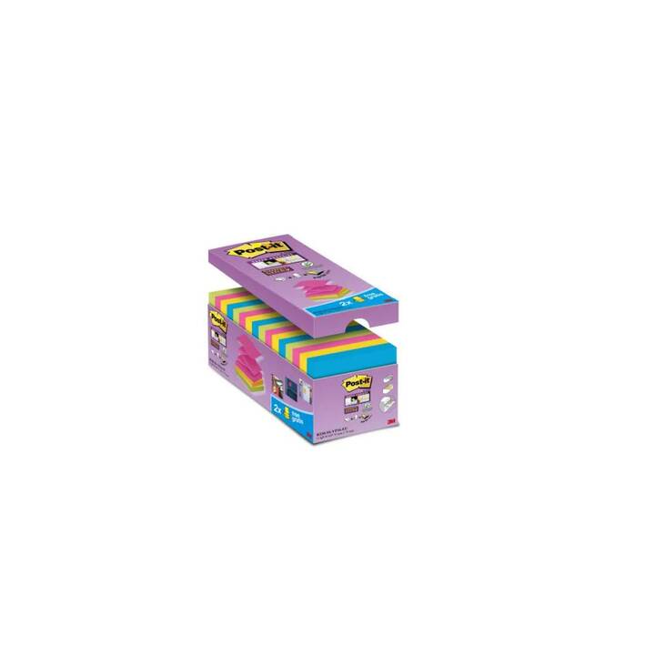 POST-IT Notes autocollantes Super Sticky Z (16 x 90 feuille, Multicolore)