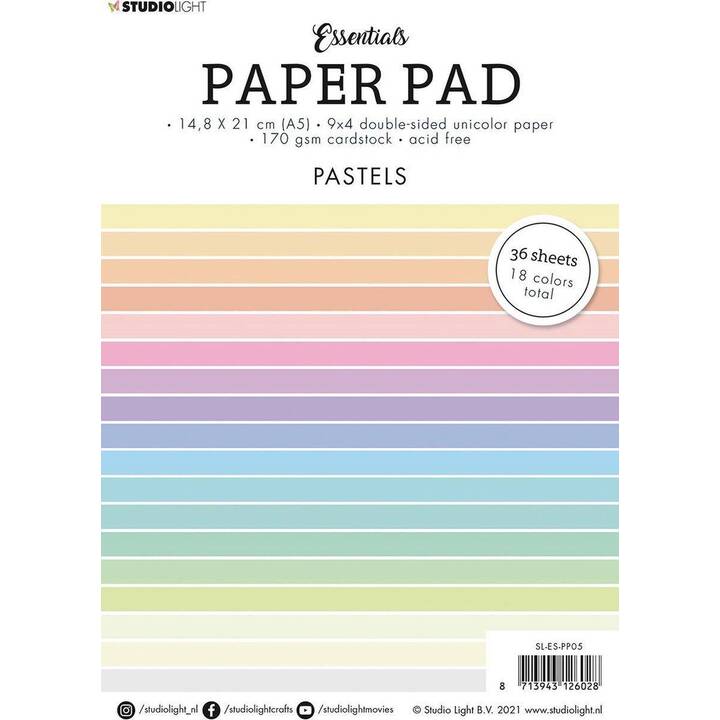 SIZZIX Papier à dessin Pastels (Coloris assortis, A5, 36 pièce)