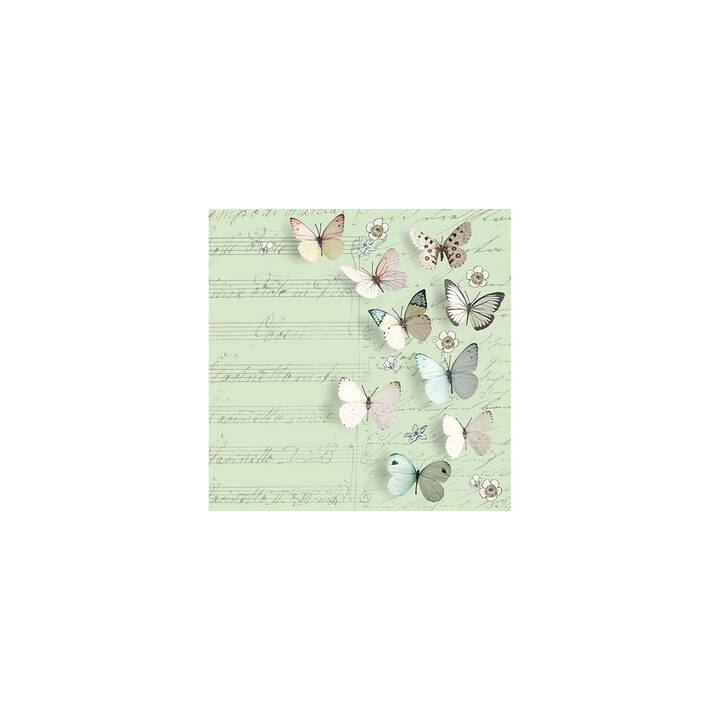 BRAUN + COMPANY Papierserviette Petits Papillons (33 cm x 33 cm, 20 Stück)