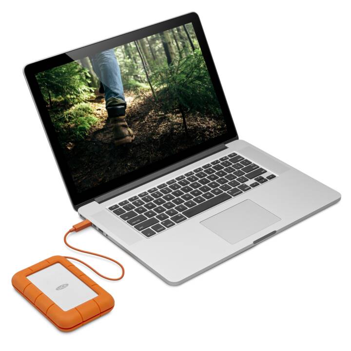 LACIE Rugged Secure (USB Typ-C, USB Typ-A, 2 TB, Orange, Weiss)