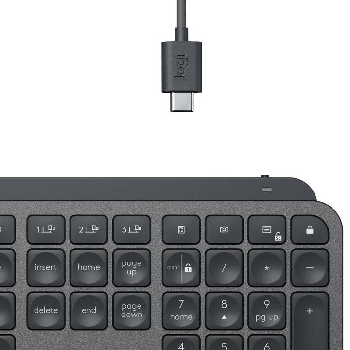 LOGITECH MX Keys Advanced (USB, Bluetooth, Svizzera, Senza fili)